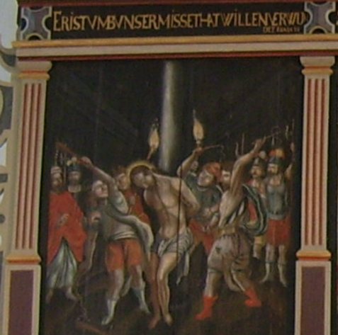 Altar-Bildtafel 4, Geisselung Jesu, obere Reihe links