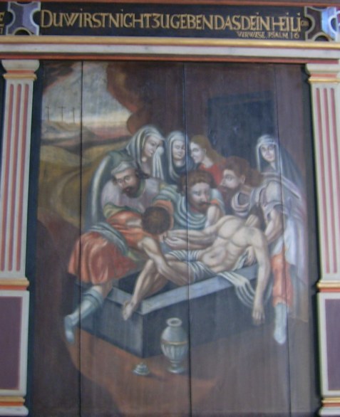 Altar-Bildtafel 6, Grablegung Jesu, obere Reihe rechts