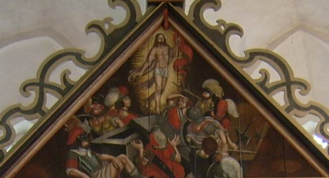 Altar-Bildtafel 7, Auferstehung Jesu, Tympanon